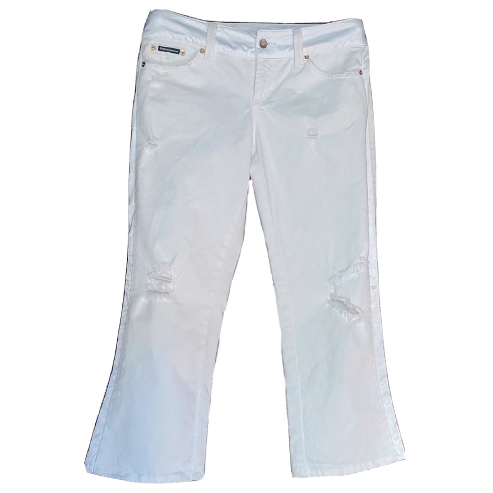 EUC D&G Tuxedo Stripe White Cropped Jeans, Dolce and Gabbana, size 28, It 42